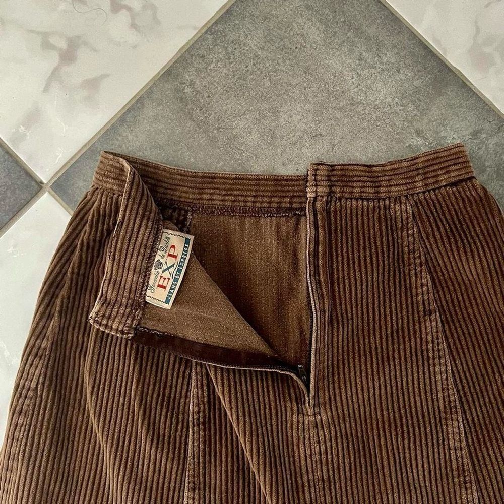 90s Vintage Express Brown Corduroy Mini Skirt 2 4 Womens - Picture 5 of 6